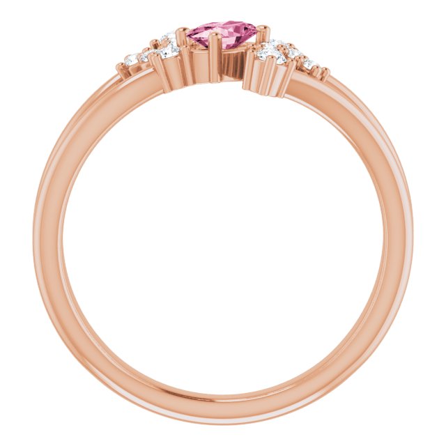 Oval Pink Tourmaline & Diamond Accented Ring in Rose Gold