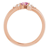 Oval Pink Tourmaline & Diamond Accented Ring in Rose Gold