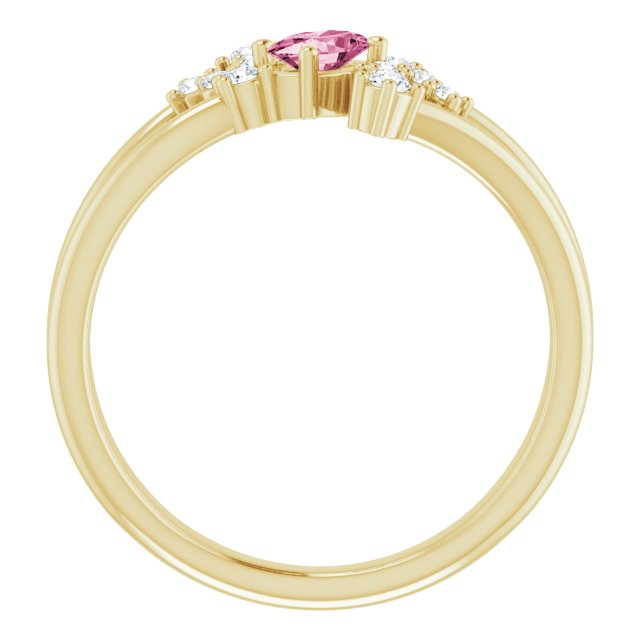 Oval Pink Tourmaline & Diamond Accented Ring in Yellow Gold