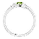Oval Peridot Accented Ring with Diamond Accents in Platinum
