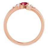 Oval Ruby Accented Ring with Diamond Accents in Rose Gold