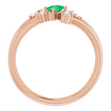 Oval Emerald Accented Ring with Diamond Accents in Rose Gold