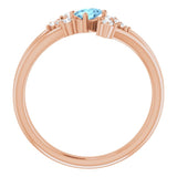 Oval Aquamarine Accented Ring with Diamond Accents in Rose Gold