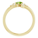 Oval Peridot Accented Ring with Diamond Accents in Yellow Gold