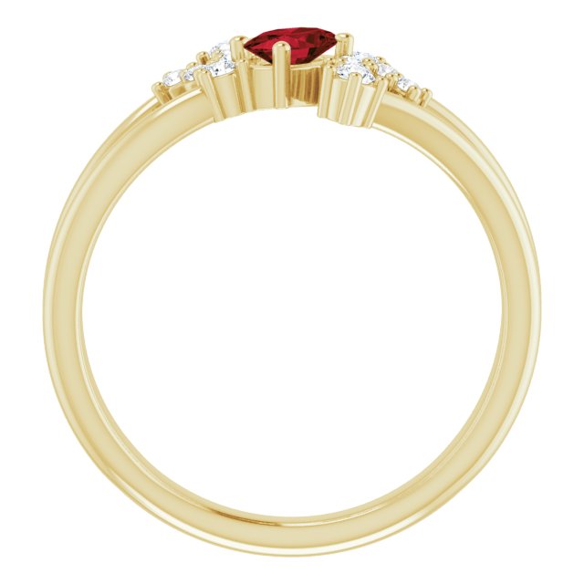Oval Mozambique Garnet & Diamond Accented Ring in Yellow Gold