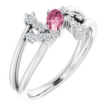 Oval Pink Tourmaline & Diamond Accented Ring in White Gold