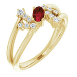 Oval Mozambique Garnet & Diamond Accented Ring in Yellow Gold