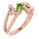 Oval Peridot Accented Ring with Diamond Accents in Rose Gold
