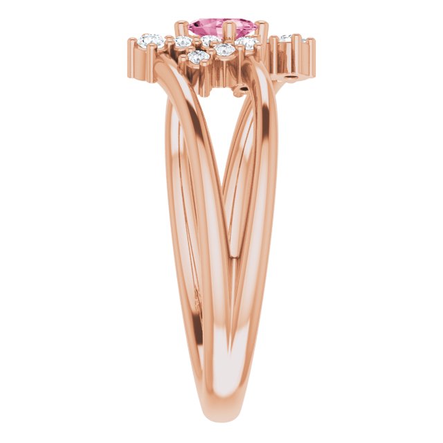 Oval Pink Tourmaline & Diamond Accented Ring in Rose Gold