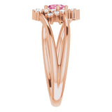 Oval Pink Tourmaline & Diamond Accented Ring in Rose Gold