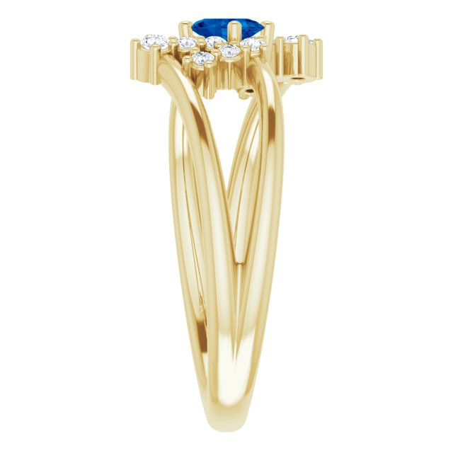 Oval Blue Sapphire & Diamond Accented Ring in Yellow Gold