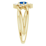 Oval Blue Sapphire & Diamond Accented Ring in Yellow Gold