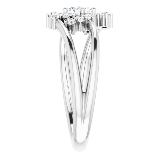 Oval White Sapphire & Diamond Accented Ring in White Gold