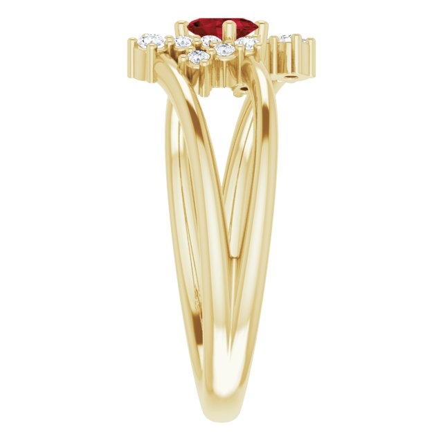 Oval Mozambique Garnet & Diamond Accented Ring in Yellow Gold