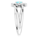 Oval Blue Zircon Accented Ring with Diamond Accents in White Gold