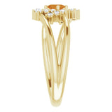 Oval Citrine Accented Ring with Diamond Accents in Yellow Gold