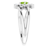 Oval Peridot Accented Ring with Diamond Accents in White Gold