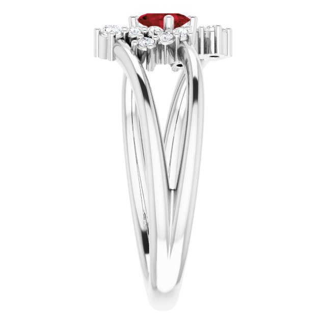 Oval Mozambique Garnet & Diamond Accented Ring in White Gold