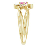 Oval Pink Tourmaline & Diamond Accented Ring in Yellow Gold