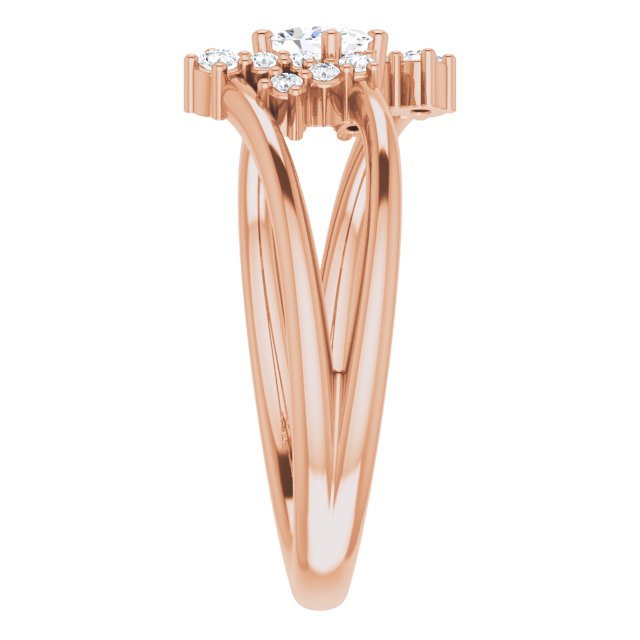 Oval White Sapphire & Diamond Accented Ring in Rose Gold