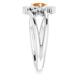 Oval Citrine Accented Ring with Diamond Accents in Platinum