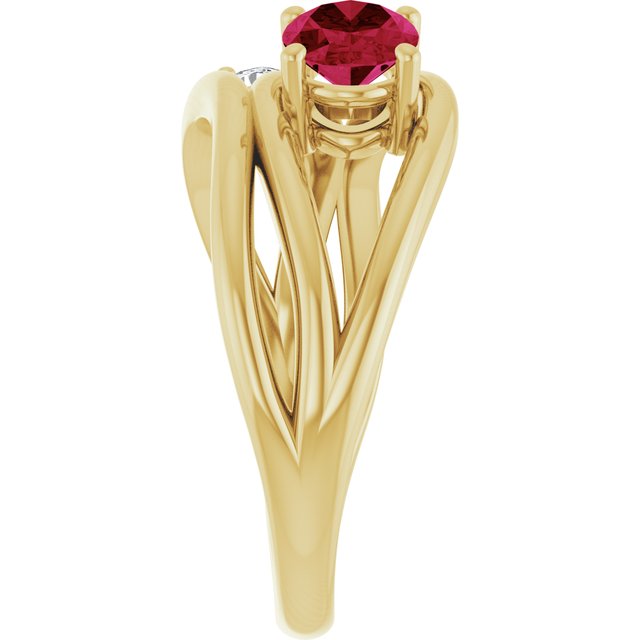 Oval Lab-Grown Ruby & Diamond Ring in Gold and Platinum