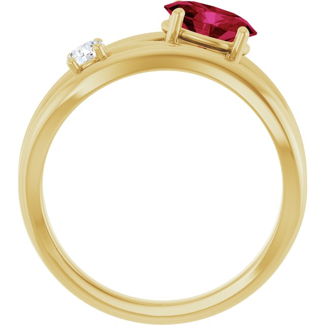 Oval Lab-Grown Ruby & Diamond Ring in Gold and Platinum