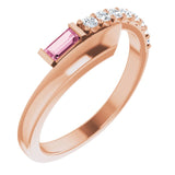 Straight Baguette Pink Sapphire & Diamond Ring in Rose Gold