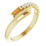 Straight Baguette Citrine & Diamond Accented Ring in Yellow Gold