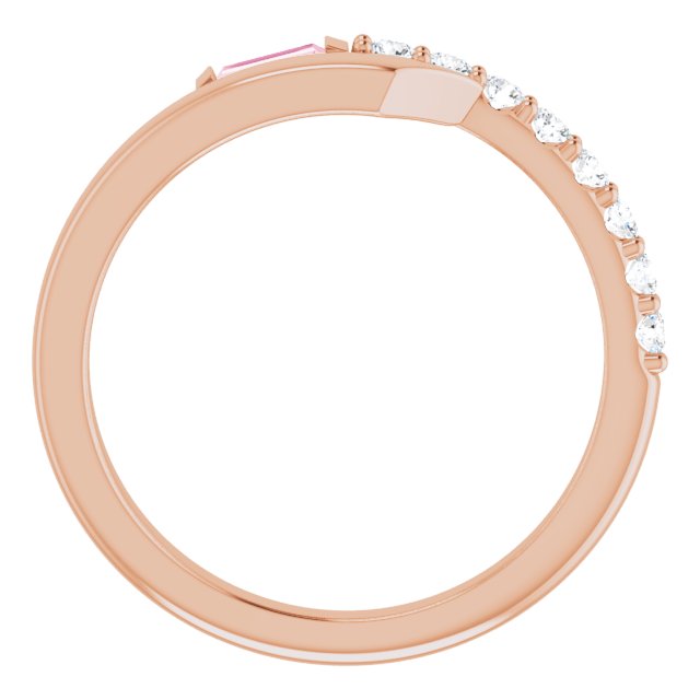 Straight Baguette Pink Sapphire & Diamond Ring in Rose Gold