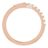 Straight Baguette Pink Sapphire & Diamond Ring in Rose Gold