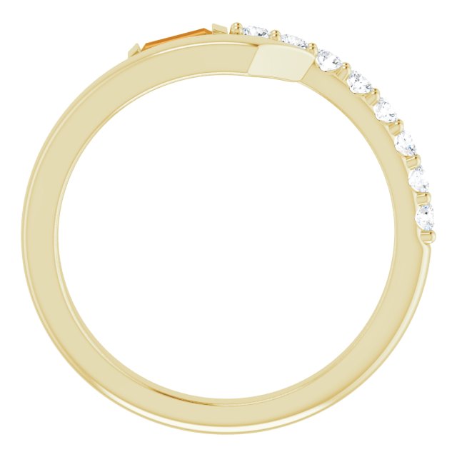 Straight Baguette Citrine & Diamond Accented Ring in Yellow Gold