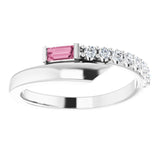 Straight Baguette Pink Sapphire & Diamond Ring in White Gold