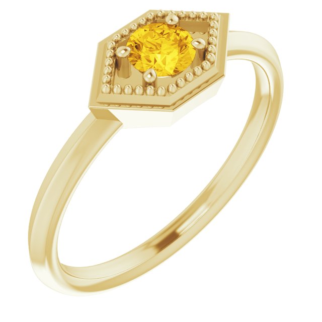Round Yellow Sapphire Solitaire Ring in Yellow Gold