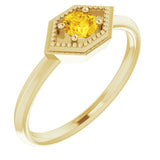 Round Yellow Sapphire Solitaire Ring in Yellow Gold