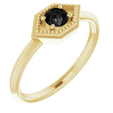 Round Black Onyx Solitaire Ring in Yellow Gold