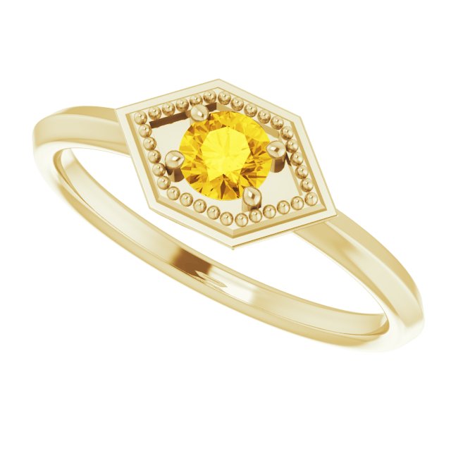 Round Yellow Sapphire Solitaire Ring in Yellow Gold