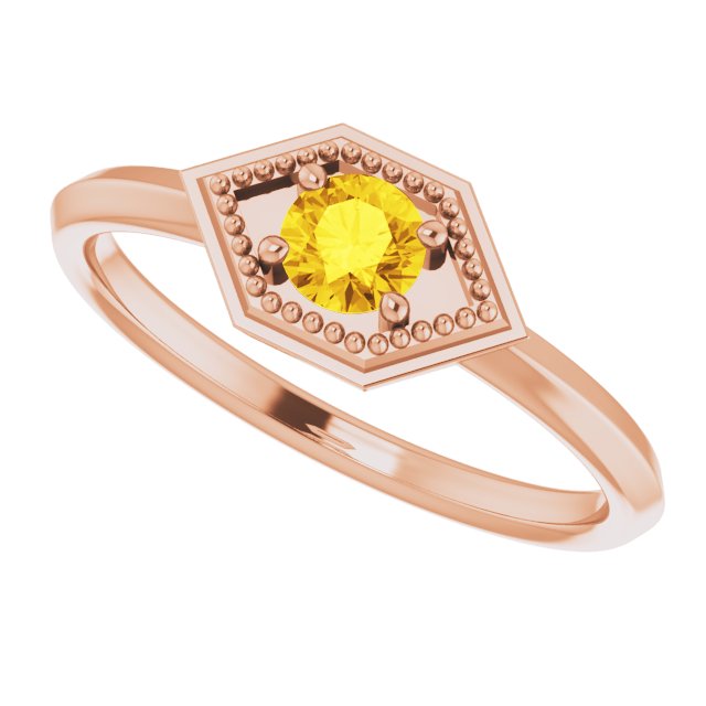 Round Yellow Sapphire Solitaire Ring in Rose Gold