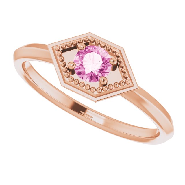 Round Pink Sapphire Solitaire Ring in Rose Gold