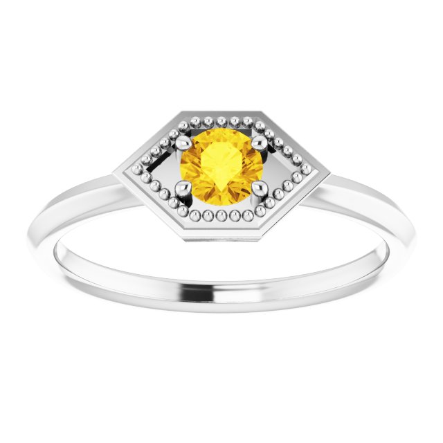 Round Yellow Sapphire Solitaire Ring in Platinum