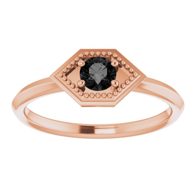 Round Black Onyx Solitaire Ring in Rose Gold