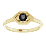 Round Black Onyx Solitaire Ring in Yellow Gold