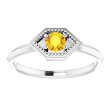 Round Yellow Sapphire Solitaire Ring in White Gold