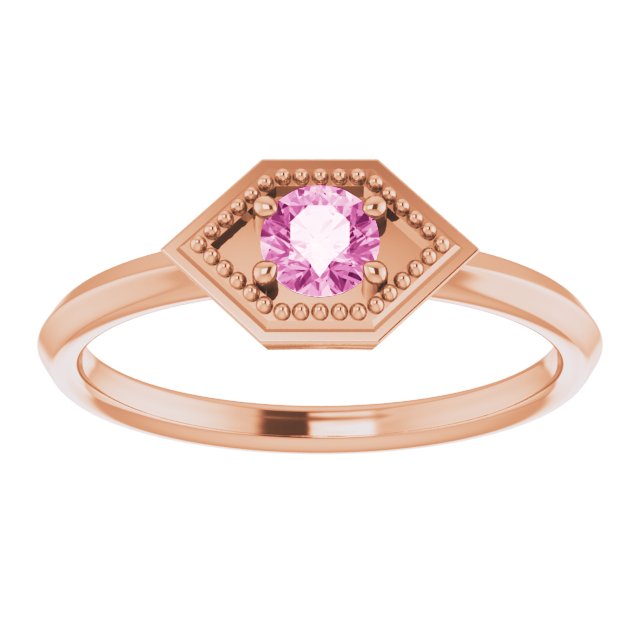 Round Pink Sapphire Solitaire Ring in Rose Gold