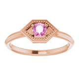 Round Pink Sapphire Solitaire Ring in Rose Gold
