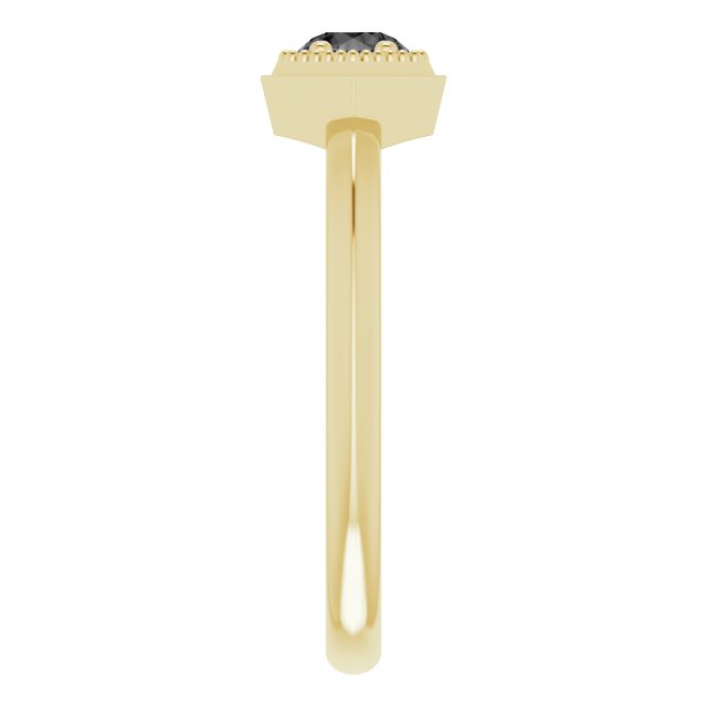 Round Black Onyx Solitaire Ring in Yellow Gold