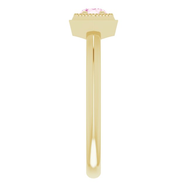 Round Pink Sapphire Solitaire Ring in Yellow Gold