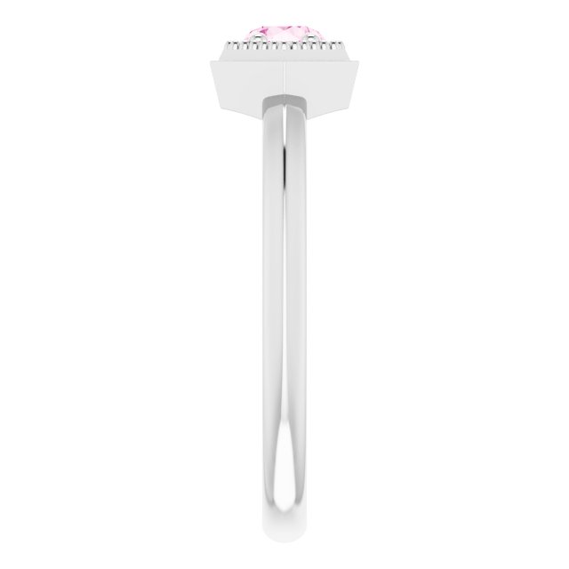Round Pink Sapphire Solitaire Ring in White Gold