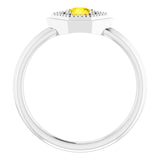 Round Yellow Sapphire Solitaire Ring in White Gold