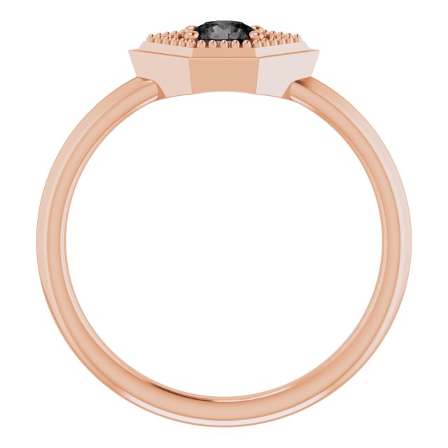Round Black Onyx Solitaire Ring in Rose Gold